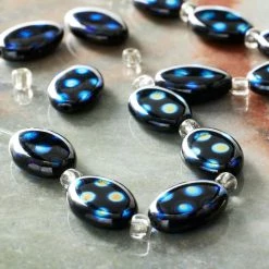 Cheapest 🎁 Hot Sale 🧨 12 Pack: Bead Gallery® Jet Black & Blue Czech Glass Oval Beads, 16mm 🤩 👍 -Bead Gallery Shop 10120067 20 1