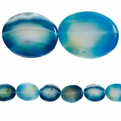 Best Pirce 🎁 Hot Sale 🧨 Bead Gallery® Fire Blue Agate Oval Beads, 40mm 🔔 ⭐