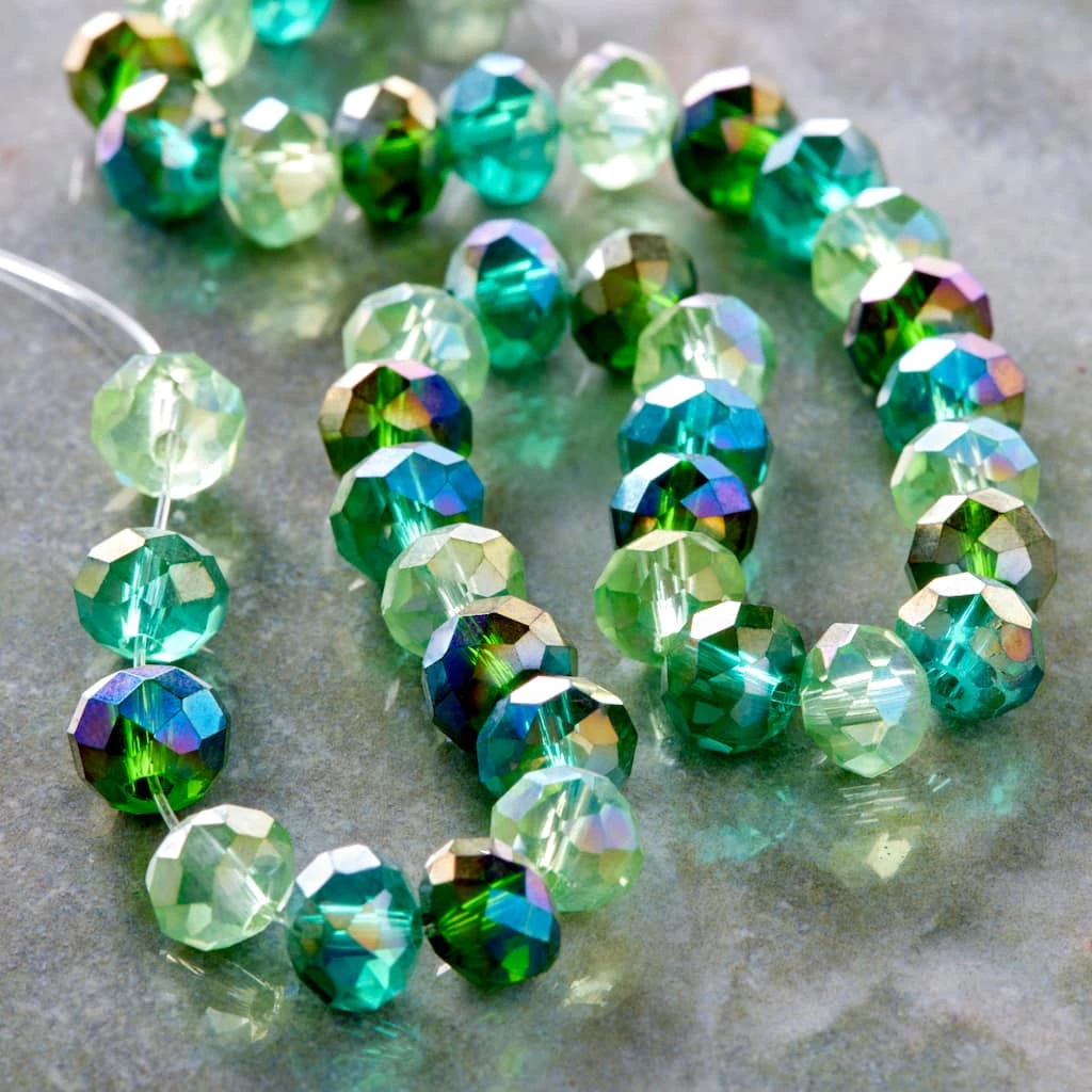 Budget ๐ Best Sale ๐ Bead Gallery® Aqua Mix Faceted Glass Rondelle Beads, 8mm ๐ ๐ 4 Budget ๐ Best Sale ๐ Bead Gallery® Aqua Mix Faceted Glass Rondelle Beads, 8mm ๐ ๐ - Image 2