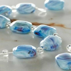 Buy ✨ Cheap 🎁 Bead Gallery® Blue Swirl Glass Rectangle Beads, 14mm 💯 🔔 -Bead Gallery Shop 10264506 20