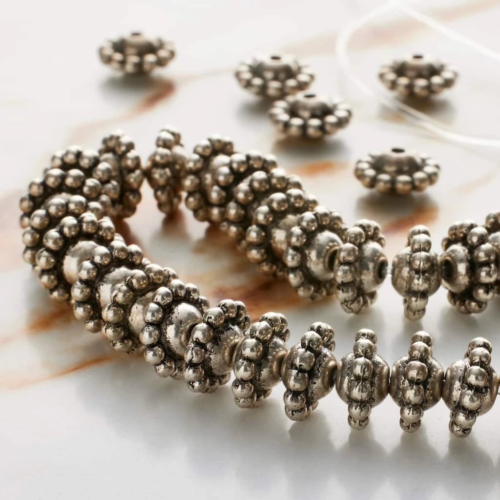 Brand new ๐คฉ Brand new ๐ Bead Gallery® Silver Plated Bumpy Metal Rondel Beads, 10mm ๐ ๐ฅ 4 Brand new ๐คฉ Brand new ๐ Bead Gallery® Silver Plated Bumpy Metal Rondel Beads, 10mm ๐ ๐ฅ - Image 2