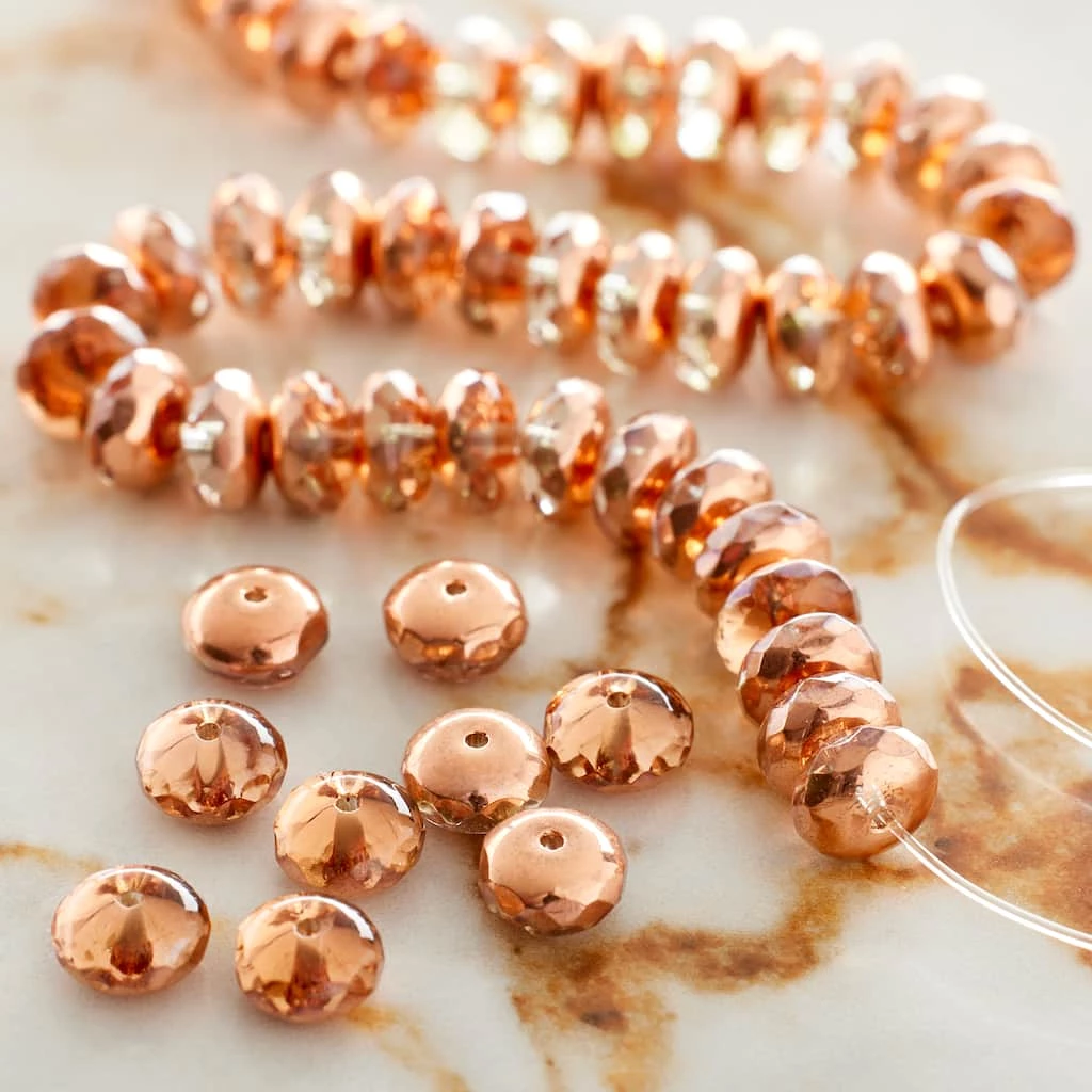 Discount ๐ Brand new ๐ Bead Gallery® Pink Czech Glass Faceted Rondel Beads, 6mm โญ ๐ 4 Discount ๐ Brand new ๐ Bead Gallery® Pink Czech Glass Faceted Rondel Beads, 6mm โญ ๐ - Image 2