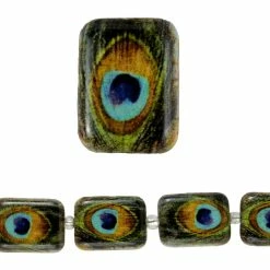 Best Sale 🎉 Top 10 😍 12 Pack: Bead Gallery® Reconstituted Stone Peacock Feather Rectangle Beads, 20mm 🧨 👏