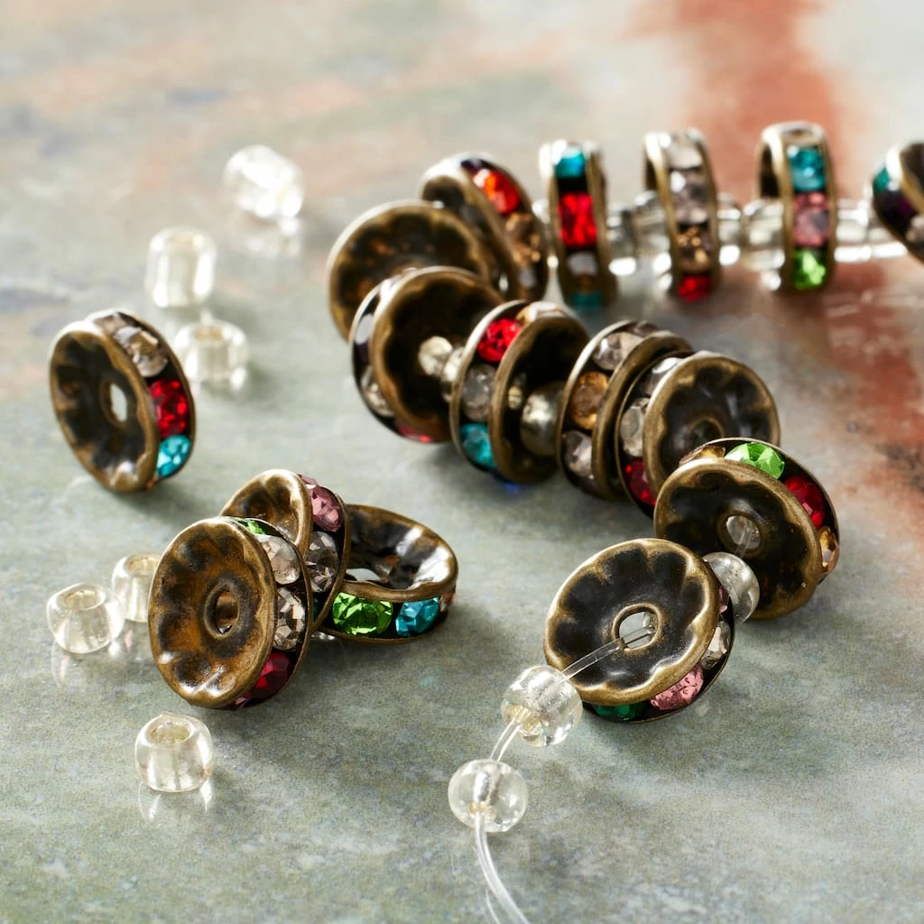 Best Pirce ๐ Coupon ๐ Bead Gallery® Multicolor Metal Crystal-Studded Rondel Beads, 10mm ๐ ๐ 4 Best Pirce ๐ Coupon ๐ Bead Gallery® Multicolor Metal Crystal-Studded Rondel Beads, 10mm ๐ ๐ - Image 2