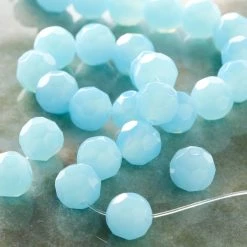 Budget 💯 Best deal 😀 Bead Gallery® Opaque Aqua Glass Faceted Round Beads, 10mm 🎁 🤩 -Bead Gallery Shop 10401897 20