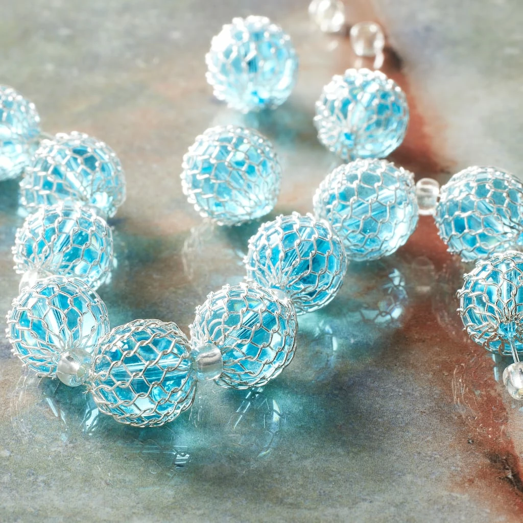 New ๐ Flash Sale โ๏ธ Bead Gallery® Sapphire with Silver Mesh Glass Round Beads, 10mm ๐ ๐ 4 New ๐ Flash Sale โ๏ธ Bead Gallery® Sapphire with Silver Mesh Glass Round Beads, 10mm ๐ ๐ - Image 2