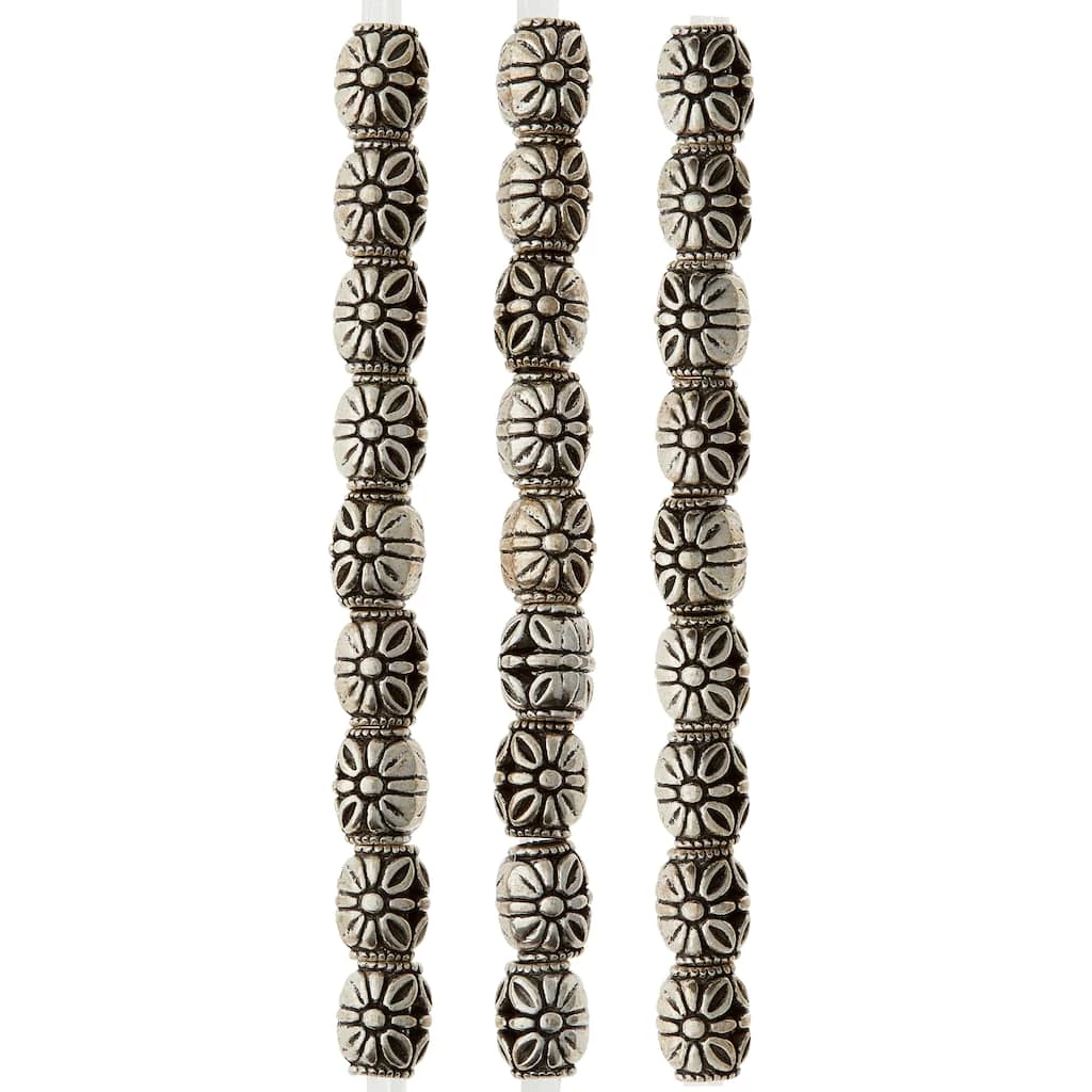 Cheapest 🔥 Coupon 🌟 Bead Gallery® Silver-Plated Antique Flower Carved Tube Beads, 10mm 💯 😉 5 Cheapest 🔥 Coupon 🌟 Bead Gallery® Silver-Plated Antique Flower Carved Tube Beads, 10mm 💯 😉 - Image 3