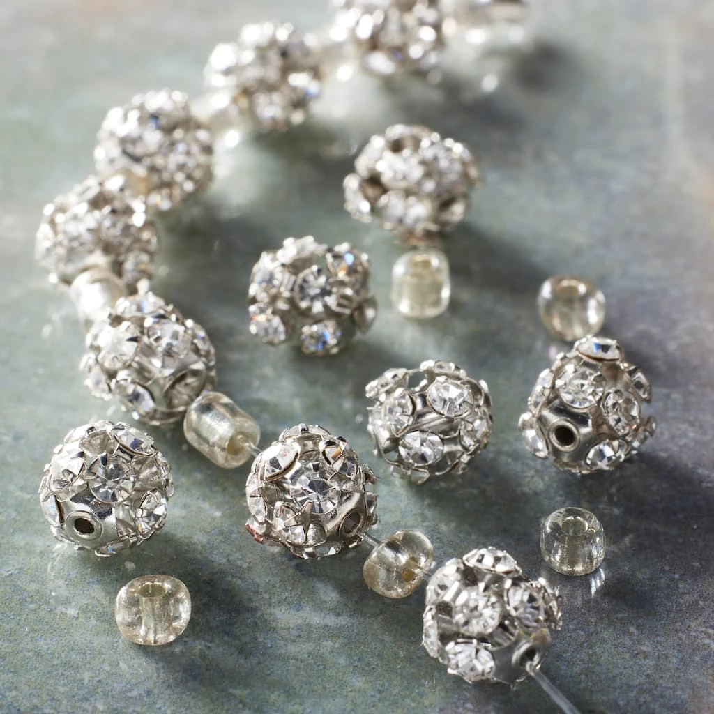 Best deal ๐ Buy ๐ Bead Gallery® Rhodium with Clear Rhinestone Studded Metal Round Beads, 8mm ๐ ๐ 4 Best deal ๐ Buy ๐ Bead Gallery® Rhodium with Clear Rhinestone Studded Metal Round Beads, 8mm ๐ ๐ - Image 2