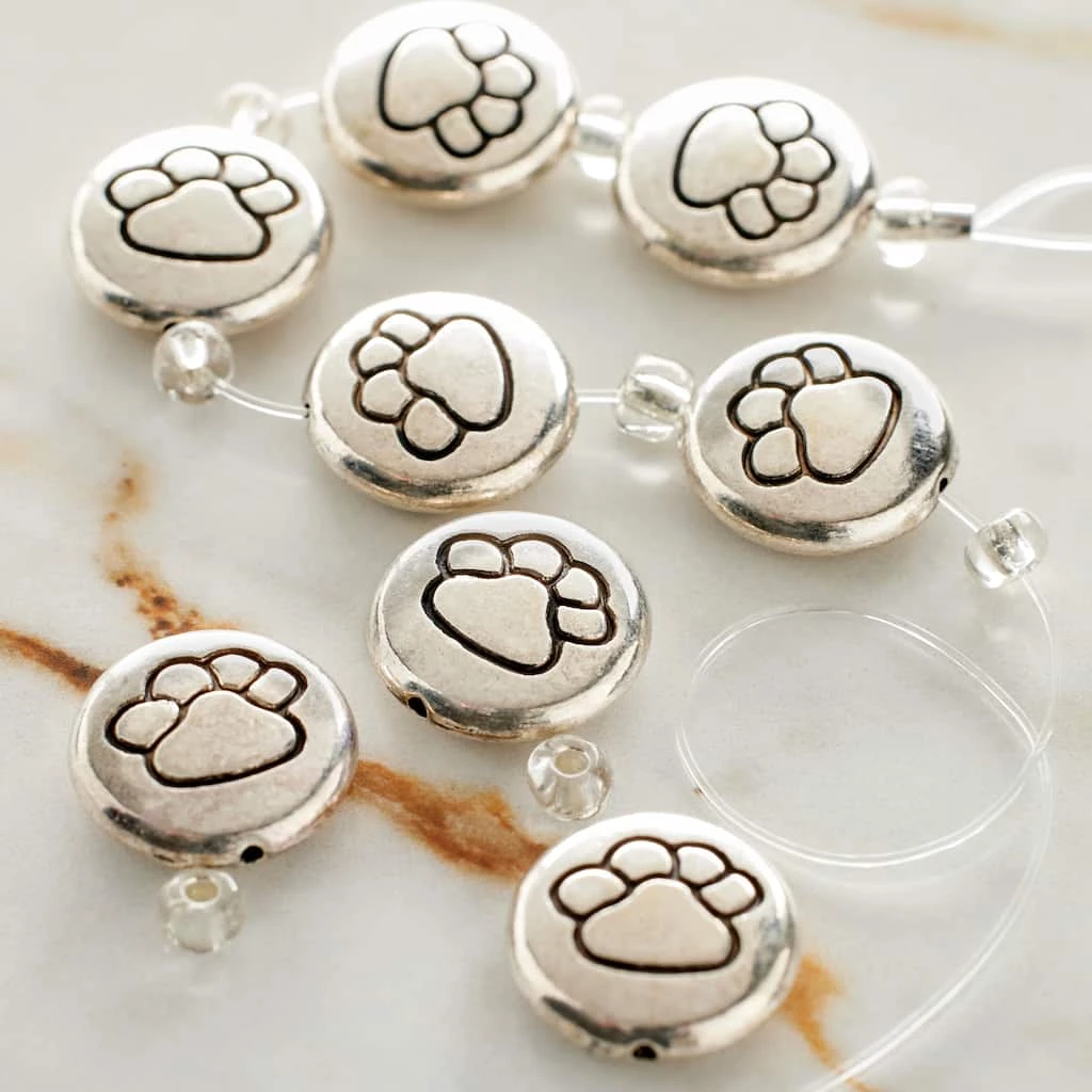 Outlet ✨ Top 10 ⭐ Bead Gallery® Silver Plated Paw Print Lentil Beads, 13mm 🔔 😉 4 Outlet ✨ Top 10 ⭐ Bead Gallery® Silver Plated Paw Print Lentil Beads, 13mm 🔔 😉 - Image 2