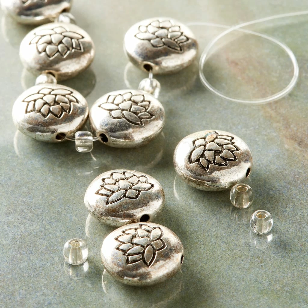 Promo ๐งจ Promo โค๏ธ Bead Gallery® Silver Plated Lotus Flower Lentil Beads, 14mm ๐ โจ 4 Promo ๐งจ Promo โค๏ธ Bead Gallery® Silver Plated Lotus Flower Lentil Beads, 14mm ๐ โจ - Image 2