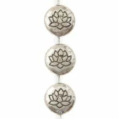 Promo 🧨 Promo ❤️ Bead Gallery® Silver Plated Lotus Flower Lentil Beads, 14mm 👍 ✨