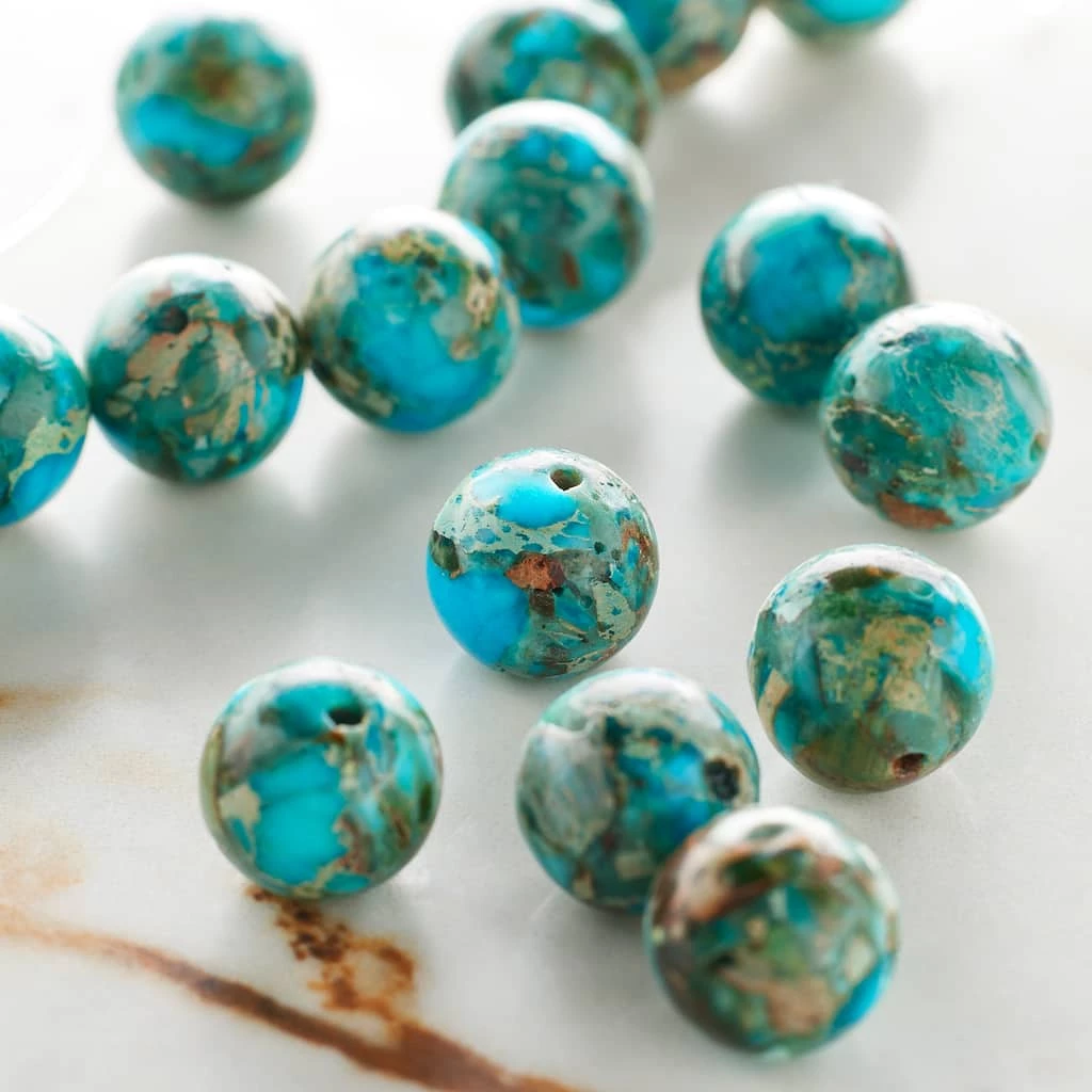 Promo ๐ Coupon ๐ 12 Pack: Bead Gallery® Turquoise Dyed Imperial Jasper Round Beads, 10mm ๐ ๐ 4 Promo ๐ Coupon ๐ 12 Pack: Bead Gallery® Turquoise Dyed Imperial Jasper Round Beads, 10mm ๐ ๐ - Image 2