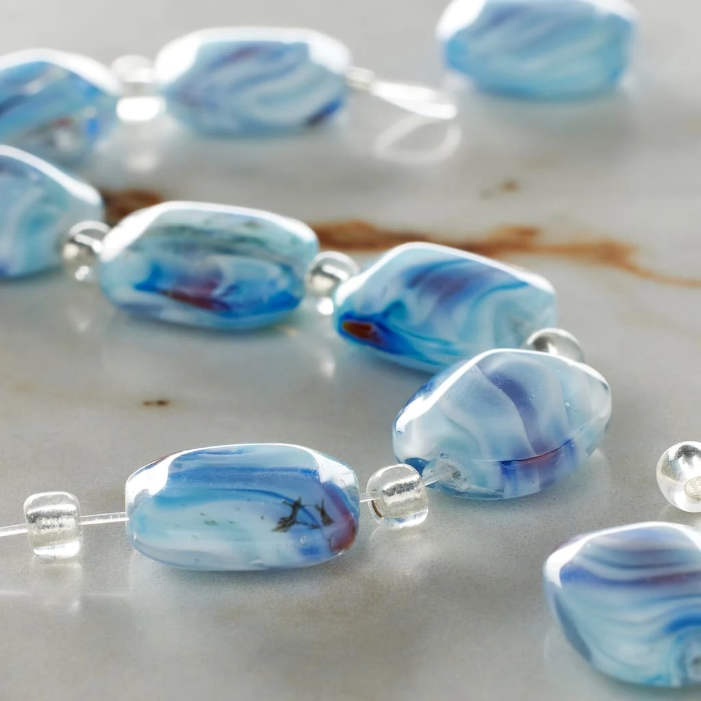 Wholesale π Promo π₯° 12 Pack: Bead Gallery® Blue Swirl Glass Lentil Beads, 14mm π β 4 Wholesale π Promo π₯° 12 Pack: Bead Gallery® Blue Swirl Glass Lentil Beads, 14mm π β - Image 2