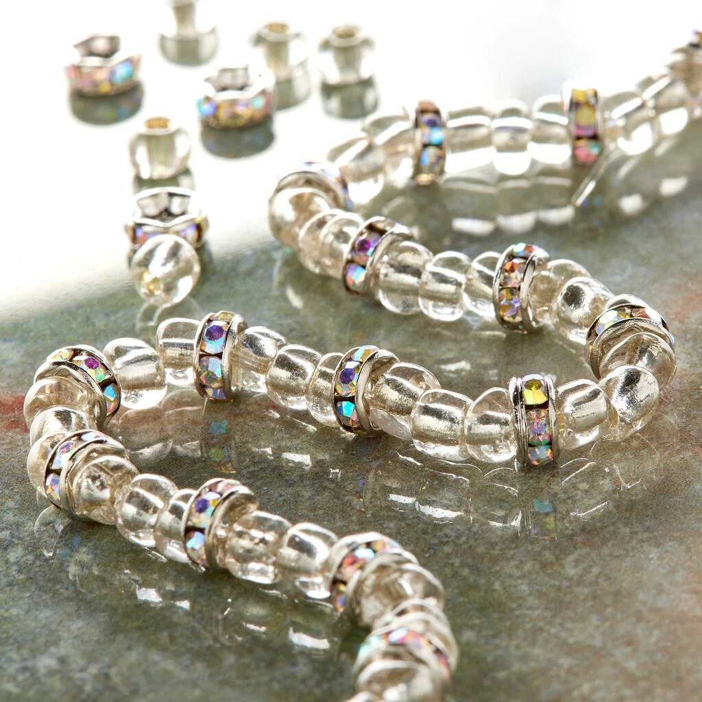 Brand new ๐ Top 10 ๐ 12 Pack: Bead Gallery® Crystal Glass & Metal Rondelle Beads, 5mm โจ ๐งจ 4 Brand new ๐ Top 10 ๐ 12 Pack: Bead Gallery® Crystal Glass & Metal Rondelle Beads, 5mm โจ ๐งจ - Image 2