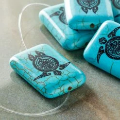 Buy 😍 Outlet 🎉 12 Pack: Bead Gallery® Turquoise Reconstituted Stone Turtle Print Rectangle Beads, 30mm 👍 👏 -Bead Gallery Shop MP473039 20